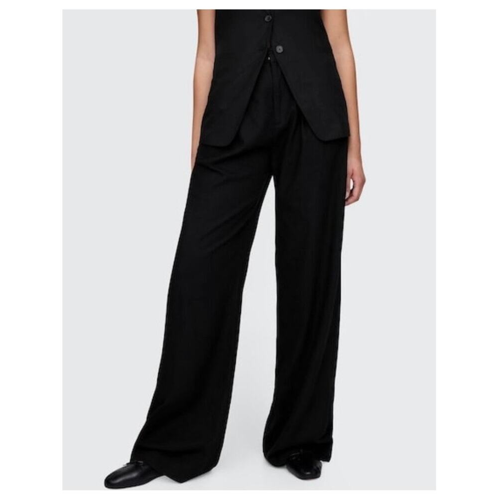 Gap 365 High Rise Linen-Blend Trousers Black 20 713998